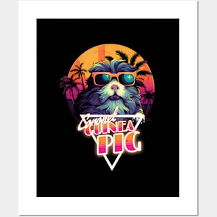 Retro Wave Coronet Guinea Pig Miami Shirt Posters and Art